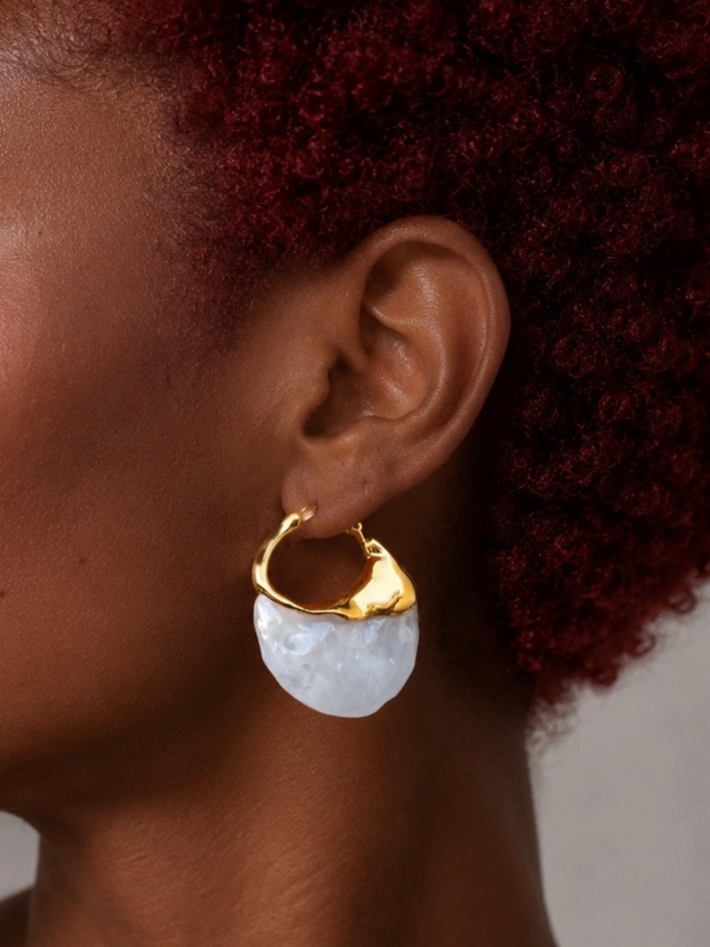 White Sculpted Acrylic Hoop Earrings